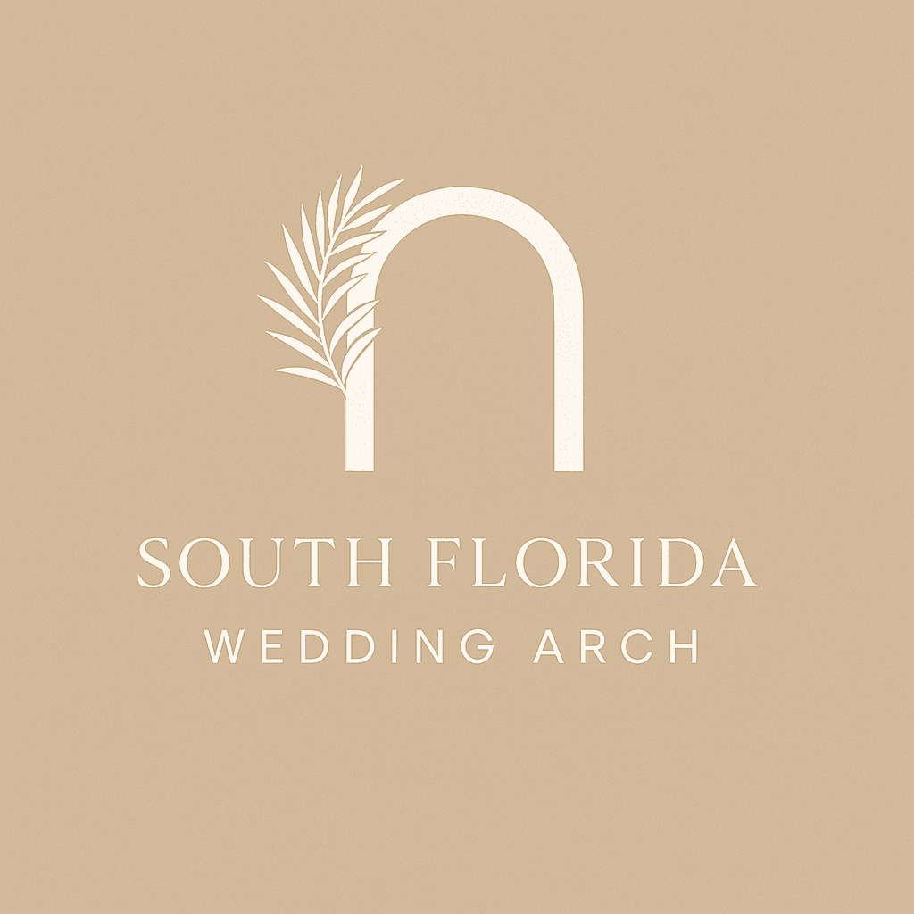 Modern metal circle wedding arch styled with florals and greenery